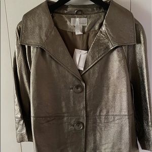 Metallic genuine leather jacket